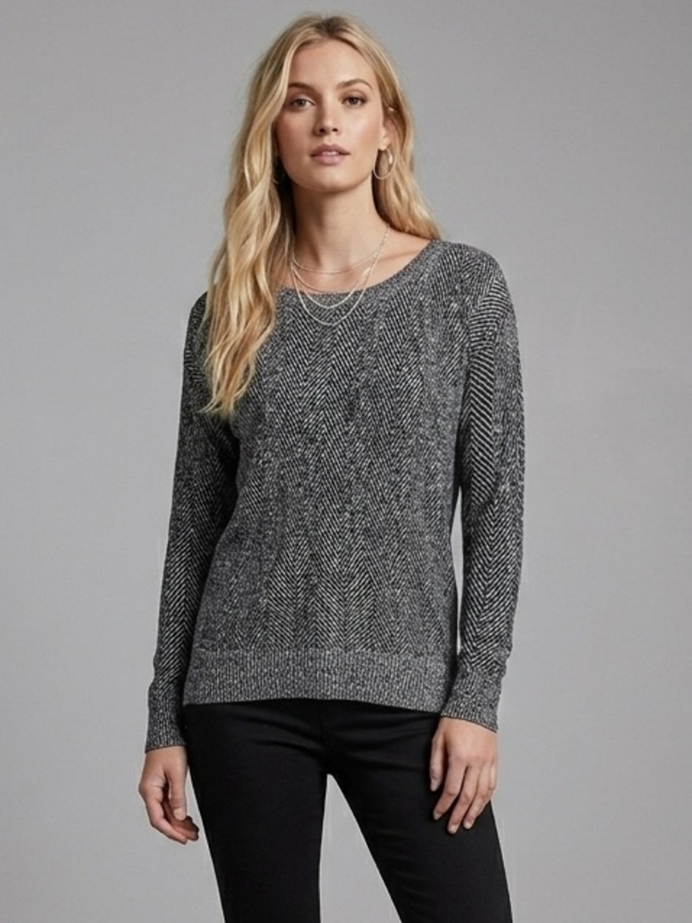 WHBM Herringbone Pattern Pullover Sweater
